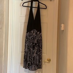 NWT women’s black/white halter dress- size 14